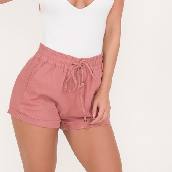 MK Boutique Pants - 🎉🌟Last L• Drawstring Linen Woven Shorts - Mauve